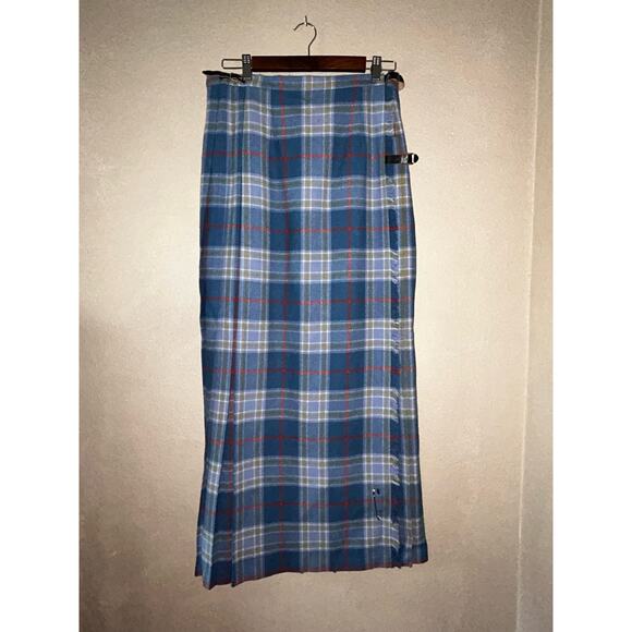Scott the kiltmaker of Aberdeen Pure New Wool Blue Plaid Pleated  Kilt / Skirt - Picture 1 of 10
